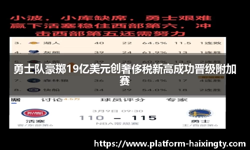 勇士队豪掷19亿美元创奢侈税新高成功晋级附加赛